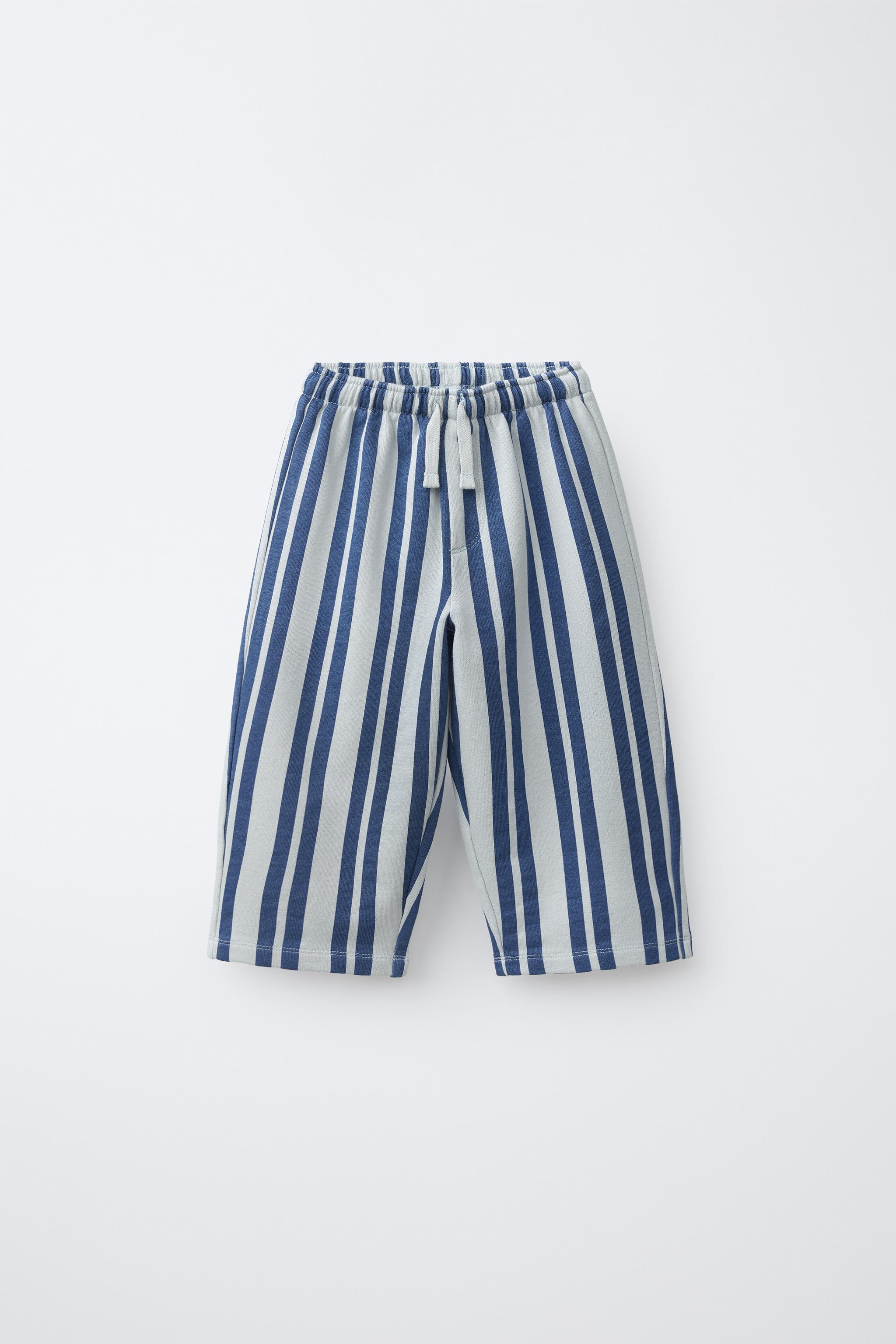 STRIPED BAGGY PLUSH PANTS